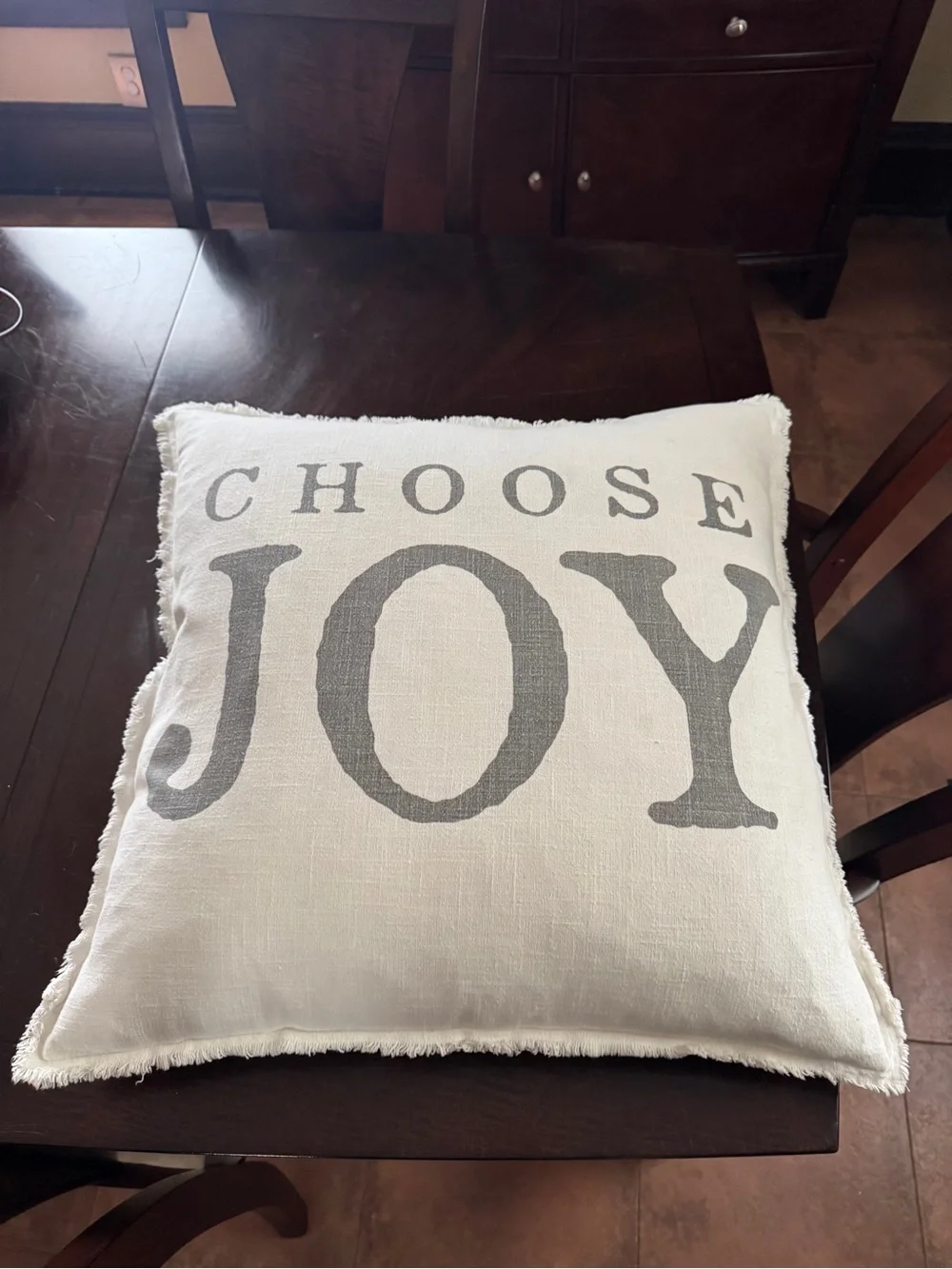 28” Square Choose Joy Neutral Decorative Throw Pillow - Cream with Gray Text